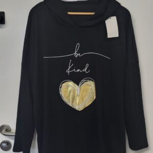 NEW Ladies Black Be Kind Hooded Top One size fits sizes 18 20 22