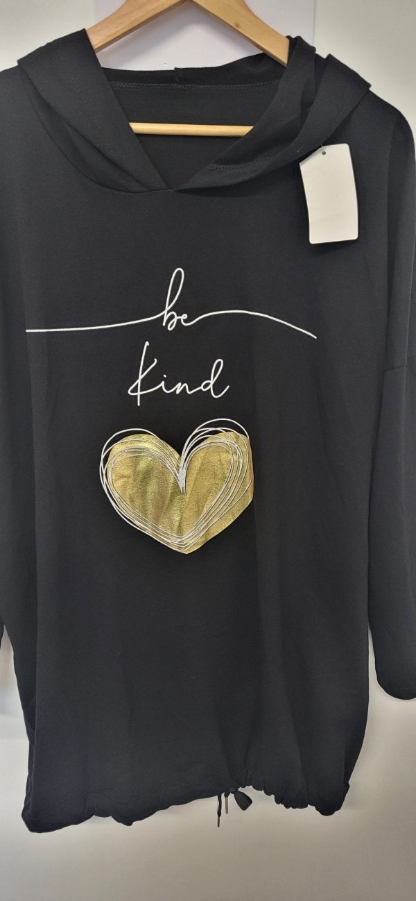 NEW Ladies Black Be Kind Hooded Top One size fits sizes 18 20 22 - Image 2