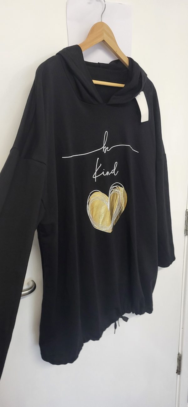 NEW Ladies Black Be Kind Hooded Top One size fits sizes 18 20 22 - Image 3