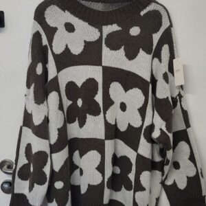 New Ladies Mocha Flower Jumper One Size fits sizes 18 20 22