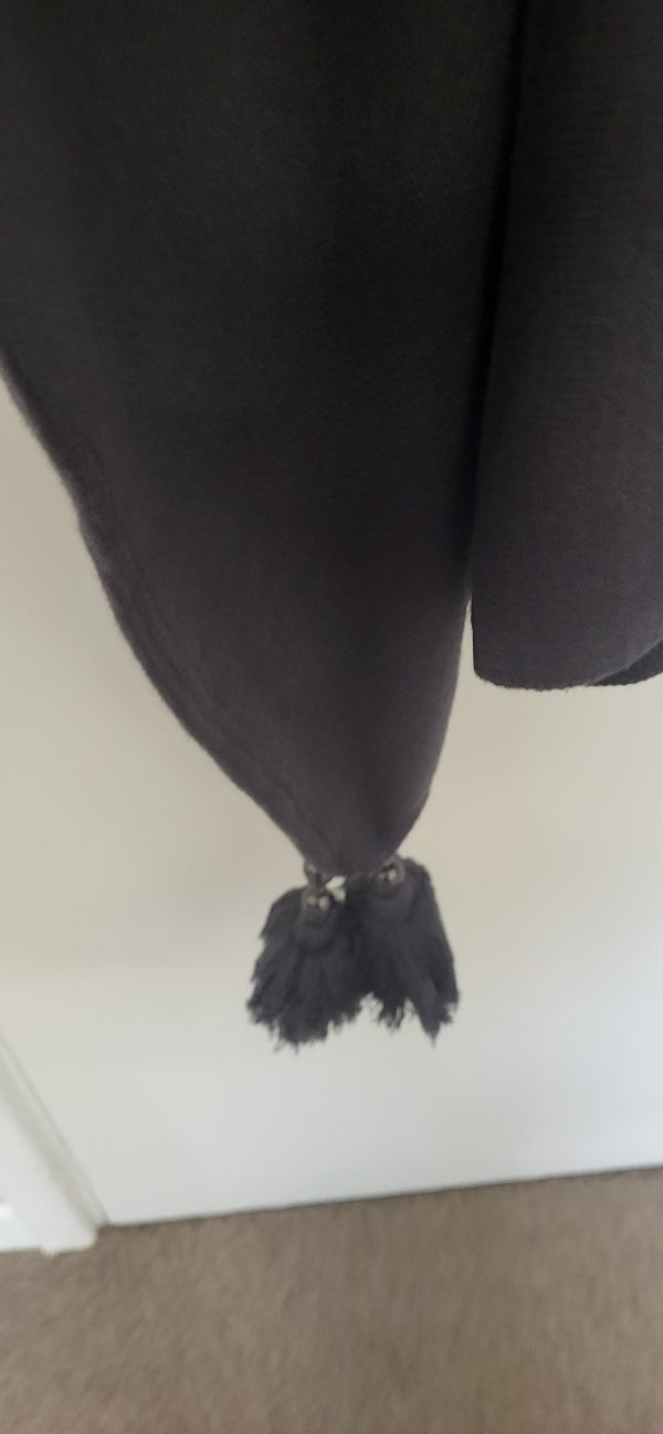 Charcoal Grey Ladies Batwing Tassel Poncho One size fits sizes 18 20 22 24 26 - Image 5