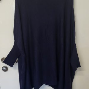 Navy Blue Ladies Batwing Tassel Poncho One size fits sizes 16 18 20 22 24 26