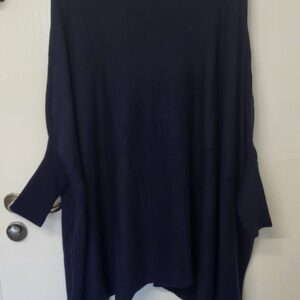 Navy Blue Ladies Batwing Tassel Poncho One size fits sizes 16 18 20 22 24 26