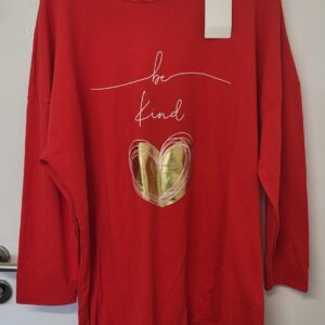 NEW Ladies Red Be Kind Hooded Top One size fits sizes 18 20 22