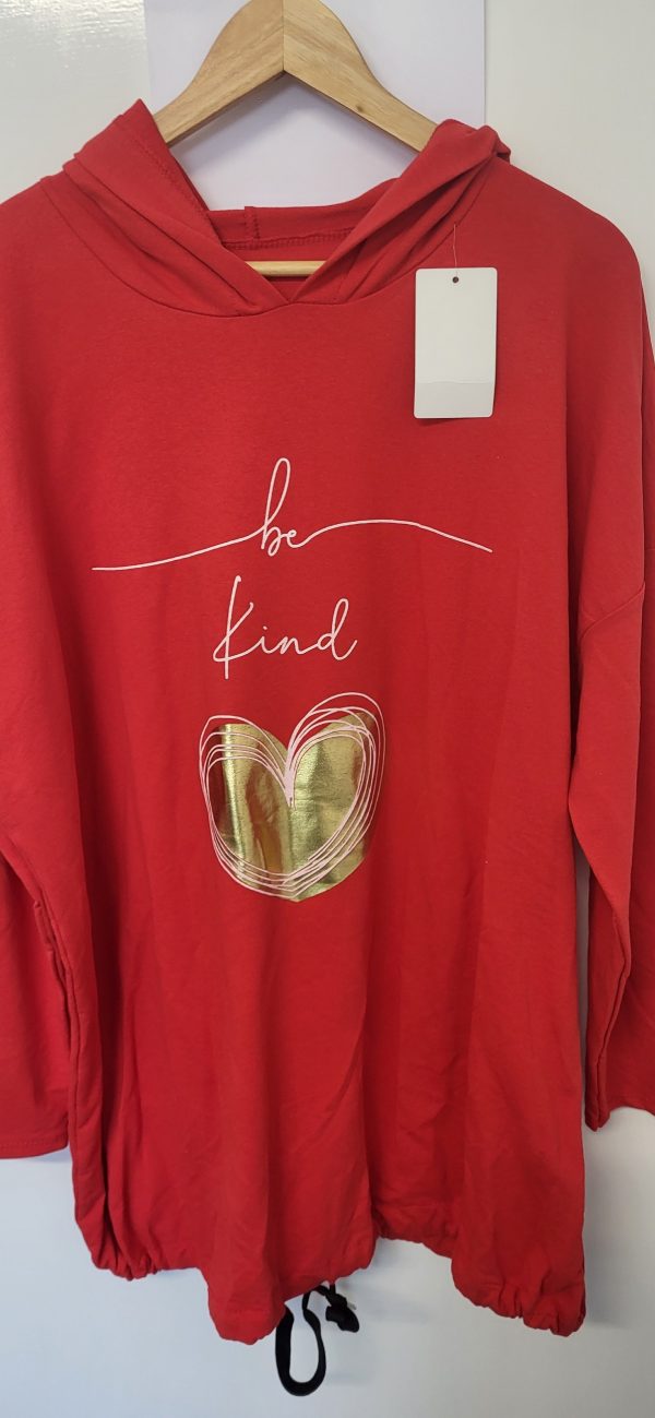 NEW Ladies Red Be Kind Hooded Top One size fits sizes 18 20 22 - Image 3