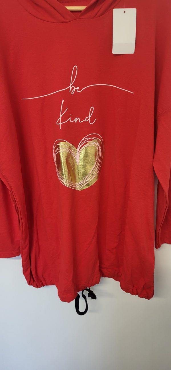 NEW Ladies Red Be Kind Hooded Top One size fits sizes 18 20 22 - Image 4