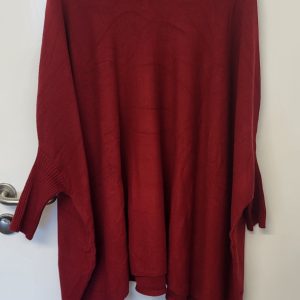 NEW Wine Cowl Neck Tassel Soft Poncho Jumper One size fits sizes 18 20 22 24 26 28