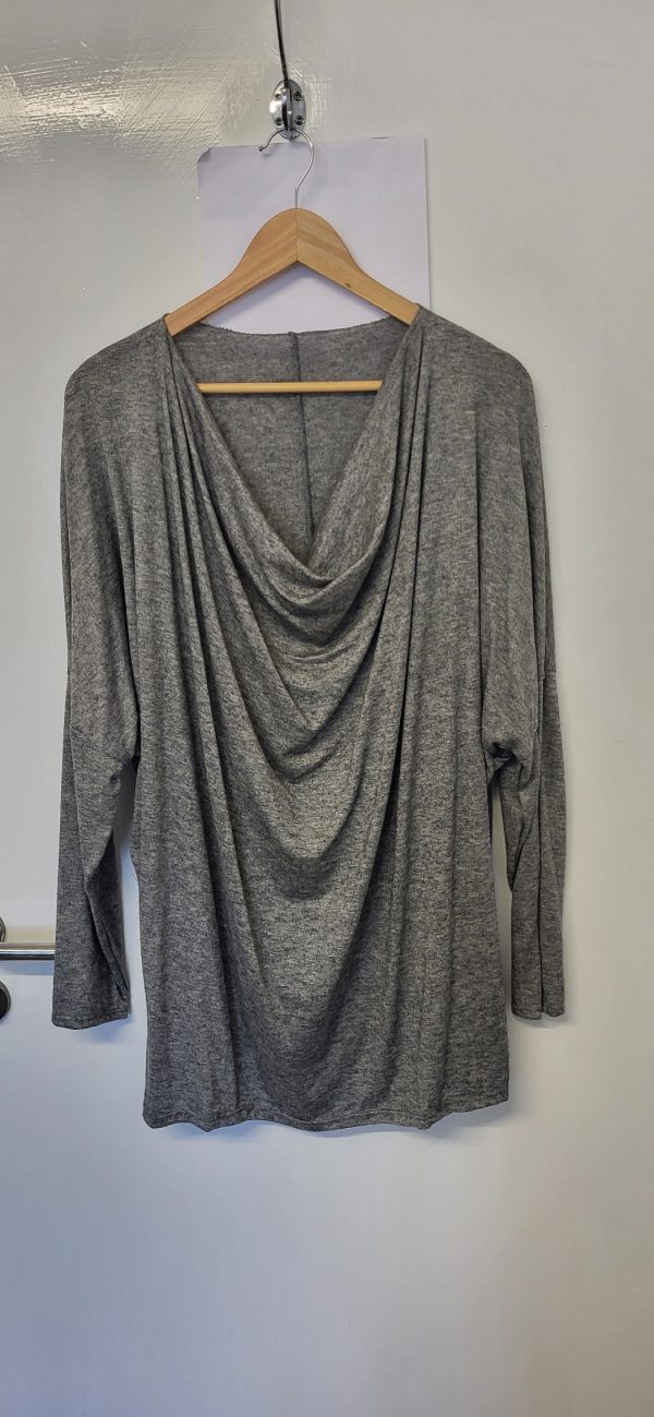 New Grey Soft Cowl Neck Jumper One Size fits sizes 18 20 22 24