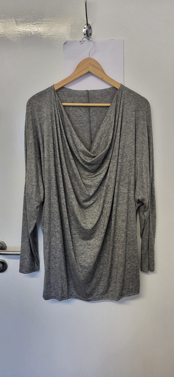 New Grey Soft Cowl Neck Jumper One Size fits sizes 18 20 22 24 - Image 2