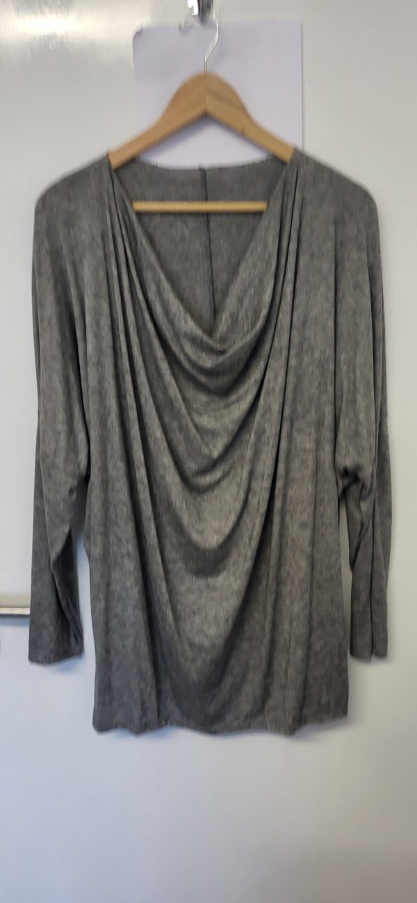 New Grey Soft Cowl Neck Jumper One Size fits sizes 18 20 22 24 - Image 3