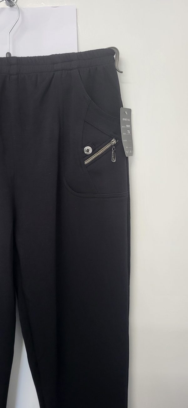 Cherry Berry Black Full Length Wide Leg Trousers Size T8 UK 22 - Image 3