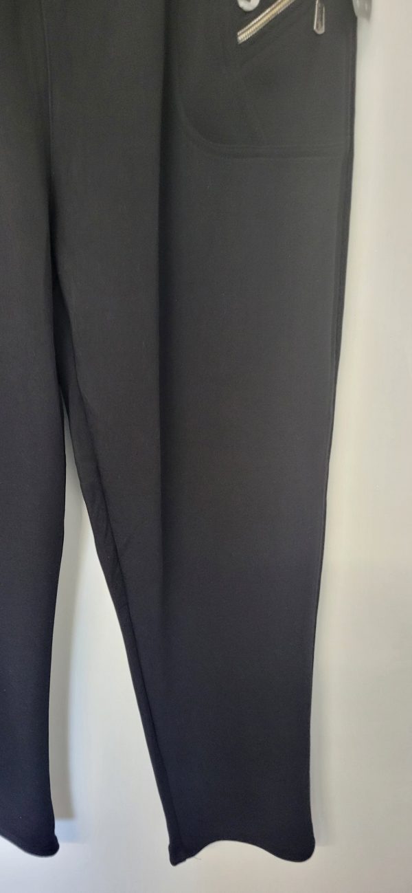 Cherry Berry Black Full Length Wide Leg Trousers Size T8 UK 22 - Image 4