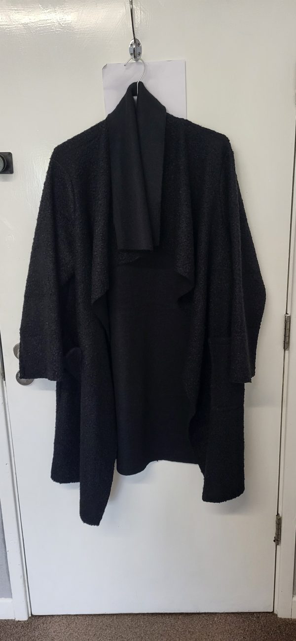 NEW Ladies Black Wrap Coat One Size fits sizes 16 18 20 22 - Image 2