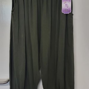 NEW Ladies Womens Khaki Green Jersey 3/4 Length cuff bottom Trousers One size fits sizes 16 18 20 22