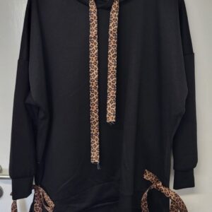 New Ladies Black Tie Bottom Hoody One Size fits sizes 16 18 20 22
