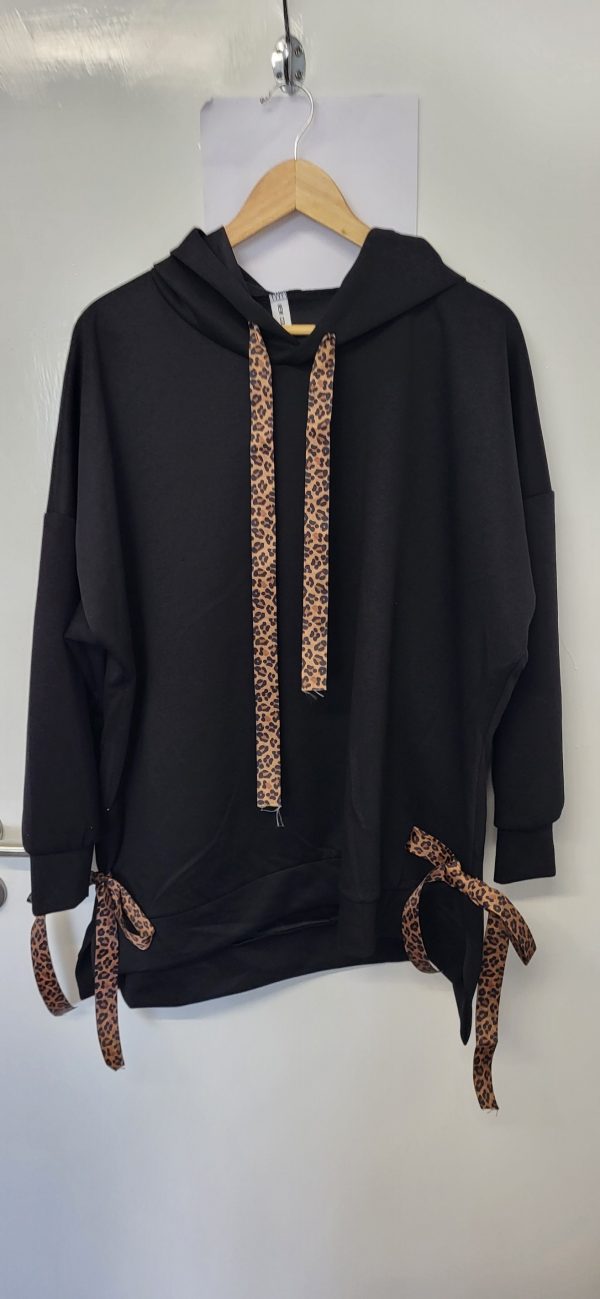 New Ladies Black Tie Bottom Hoody One Size fits sizes 16 18 20 22 - Image 2