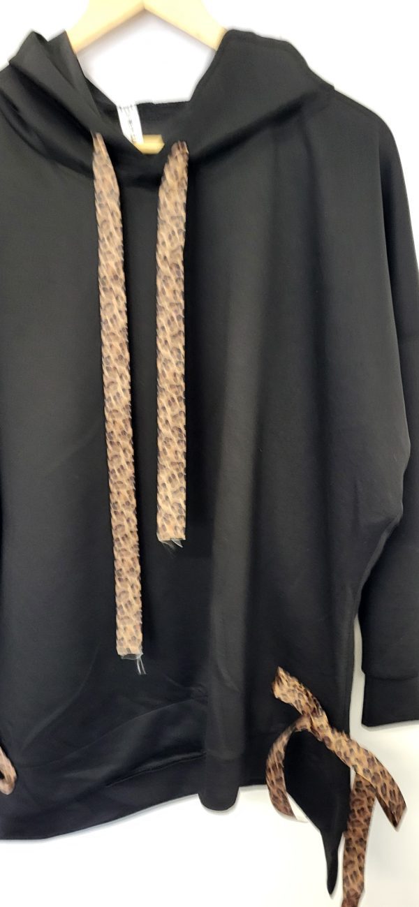 New Ladies Black Tie Bottom Hoody One Size fits sizes 16 18 20 22 - Image 4