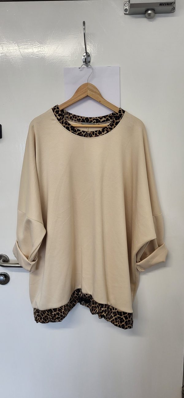New Light Beige Oversized Tunic Top One Size fits sizes 20 22 24 26