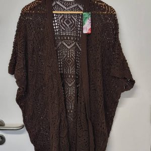 New Ladies Brown Lacy Open Cardigan One Size fits sizes 18 20 22