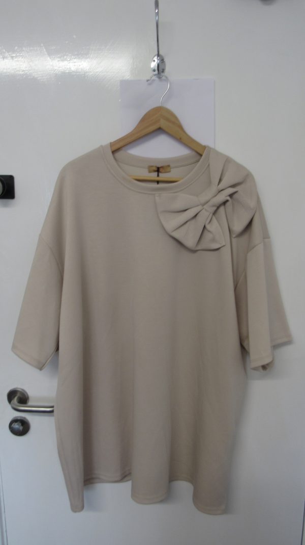 New Ladies Light Beige Bow Tunic Top One Size fits sizes 18 20 22 24 - Image 2