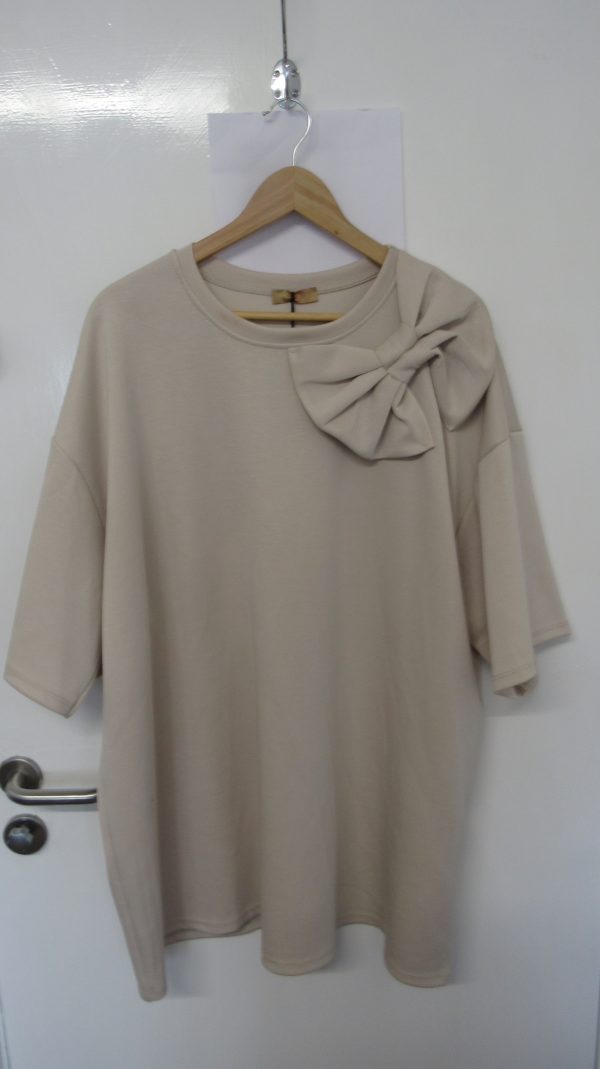 New Ladies Light Beige Bow Tunic Top One Size fits sizes 18 20 22 24 - Image 4