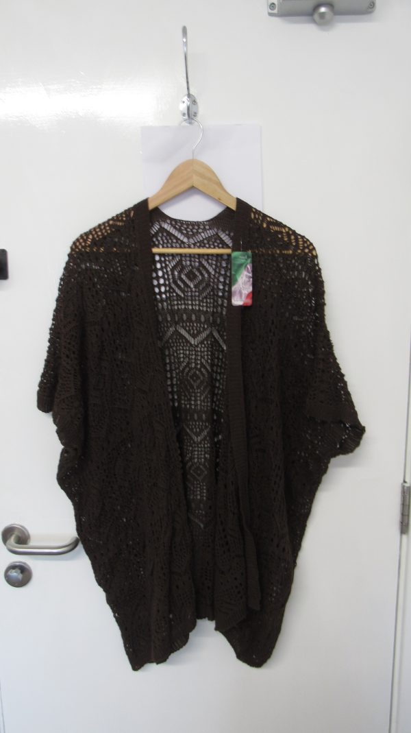 New Ladies Brown Lacy Open Cardigan One Size fits sizes 18 20 22 - Image 2