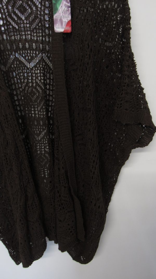 New Ladies Brown Lacy Open Cardigan One Size fits sizes 18 20 22 - Image 3