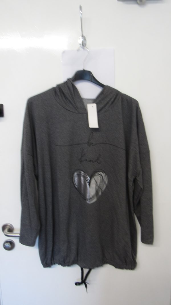 NEW Ladies Grey Be Kind Hooded Top One size fits sizes 18 20 22