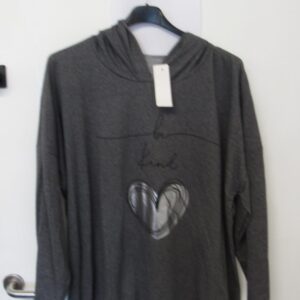 NEW Ladies Grey Be Kind Hooded Top One size fits sizes 18 20 22
