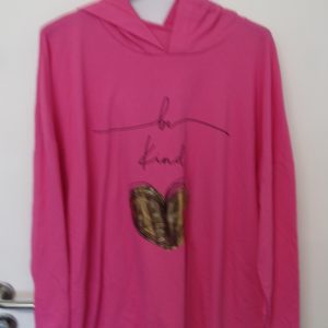 NEW Ladies Cerise Pink Be Kind Hooded Top One size fits sizes 18 20 22
