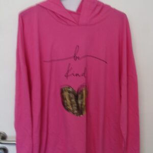 NEW Ladies Cerise Pink Be Kind Hooded Top One size fits sizes 18 20 22