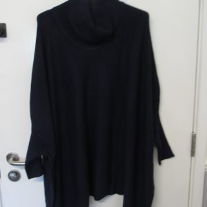 NEW Navy Blue Cowl Neck Tassel Soft Poncho Jumper One size fits sizes 18 20 22 24 26 28