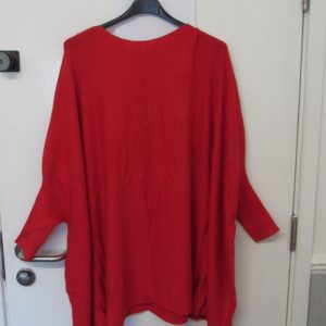 Red Ladies Batwing Tassel Poncho One size fits sizes 16 18 20 22 24 26