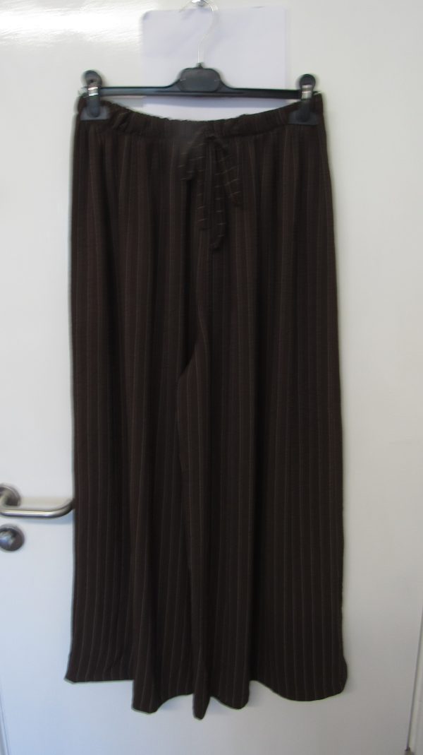 New Ladies Brown Pin Stripe Wide Leg Trousers One Size fits sizes 18 20 22 24