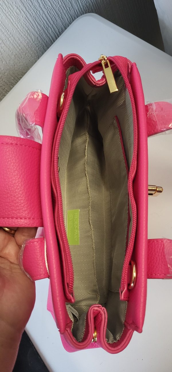 New Ladies Pink Twist Lock Tote Bag - Image 10