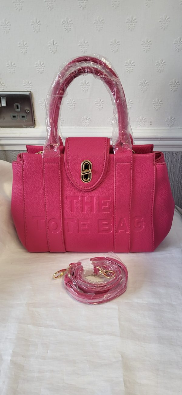 New Ladies Pink Twist Lock Tote Bag - Image 2
