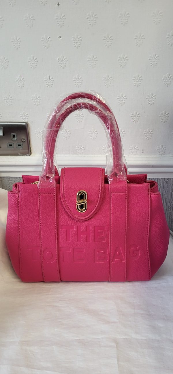New Ladies Pink Twist Lock Tote Bag