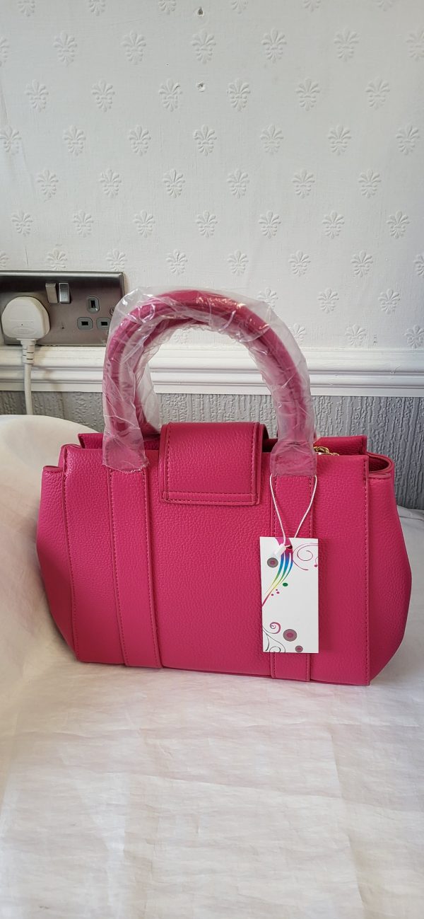 New Ladies Pink Twist Lock Tote Bag - Image 6