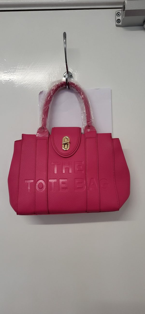 New Ladies Pink Twist Lock Tote Bag - Image 7
