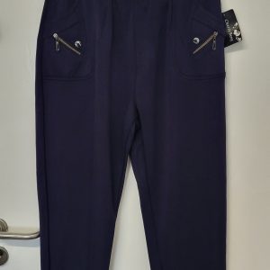 Cherry Berry Navy Blue Full Length Wide Leg Trousers Size T7 UK 20