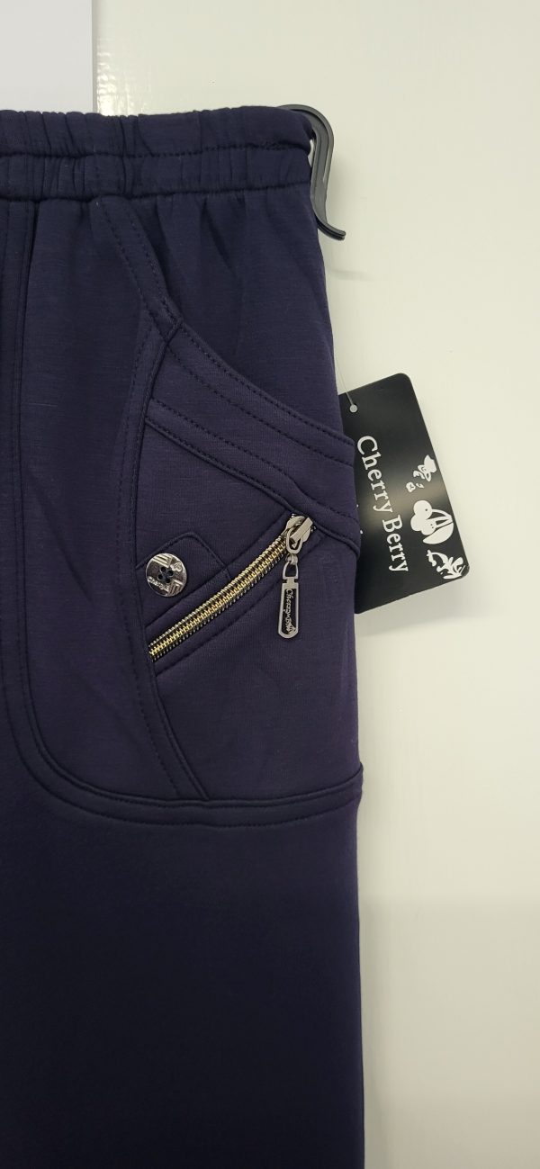 Cherry Berry Navy Blue Full Length Wide Leg Trousers Size T7 UK 20 - Image 3