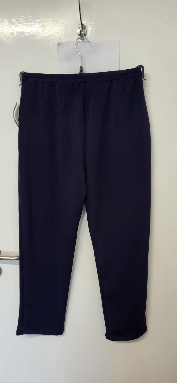 Cherry Berry Navy Blue Full Length Wide Leg Trousers Size T7 UK 20 - Image 4