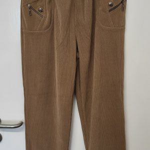 Cherry Berry Brown Full Length Cord Velvet Feel Trousers Size T4 UK 14