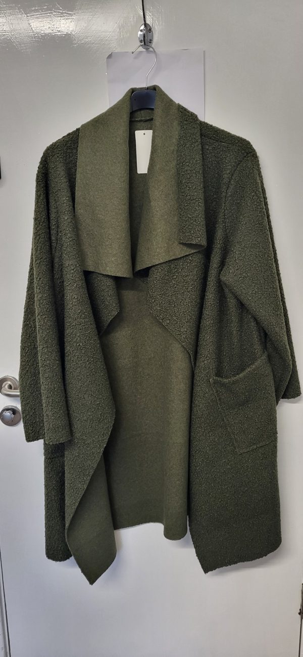 NEW Ladies Khaki Green Wrap Coat One Size fits sizes 16 18 20 22 - Image 2