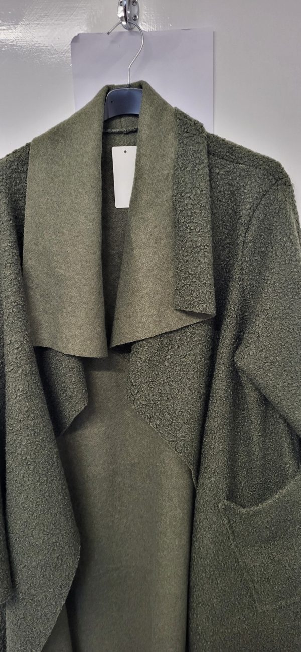 NEW Ladies Khaki Green Wrap Coat One Size fits sizes 16 18 20 22 - Image 3