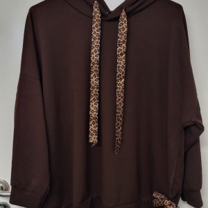 New Ladies Brown Tie Bottom Hoody One Size fits sizes 16 18 20 22
