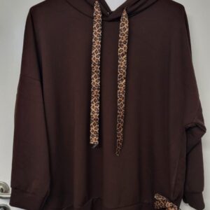 New Ladies Brown Tie Bottom Hoody One Size fits sizes 16 18 20 22