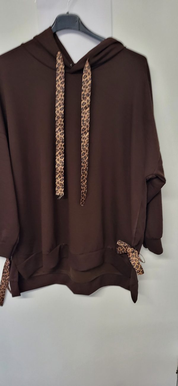 New Ladies Brown Tie Bottom Hoody One Size fits sizes 16 18 20 22 - Image 4