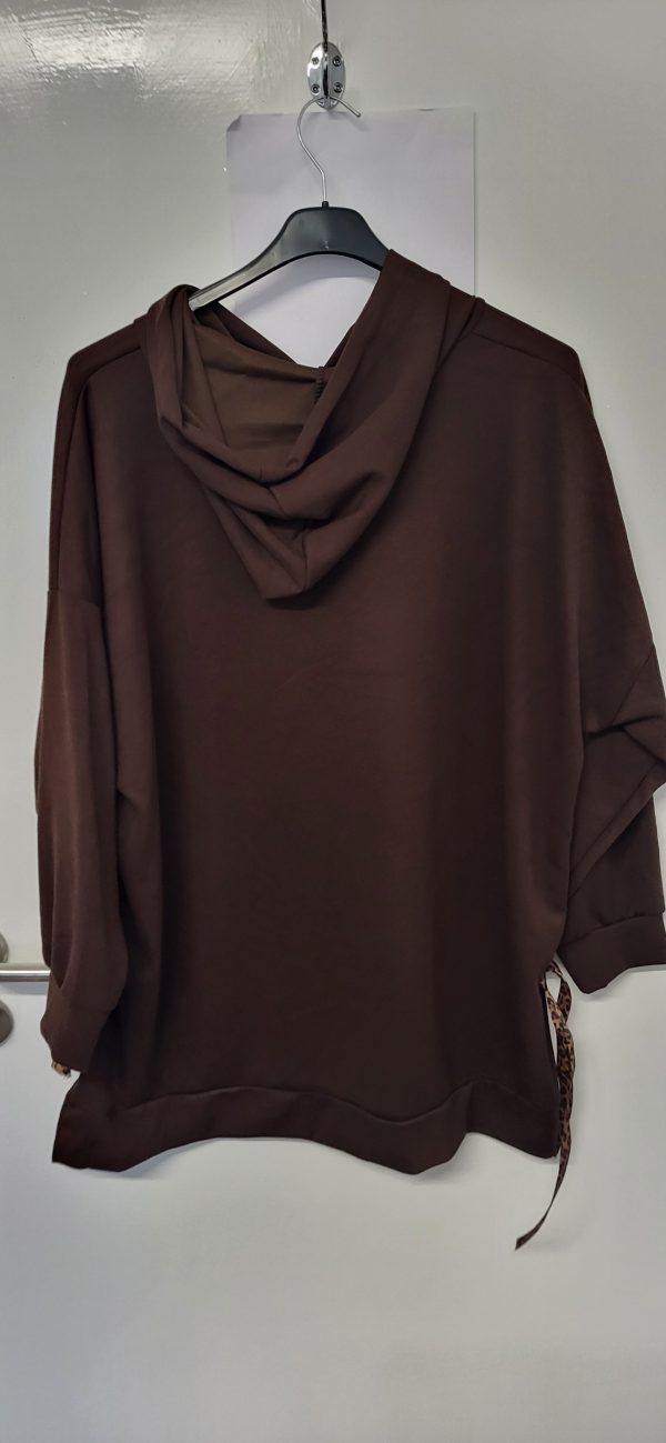 New Ladies Brown Tie Bottom Hoody One Size fits sizes 16 18 20 22 - Image 6