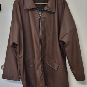 New Ladies PU Brown Zip Up Jacket One Size fits sizes 18 20 22